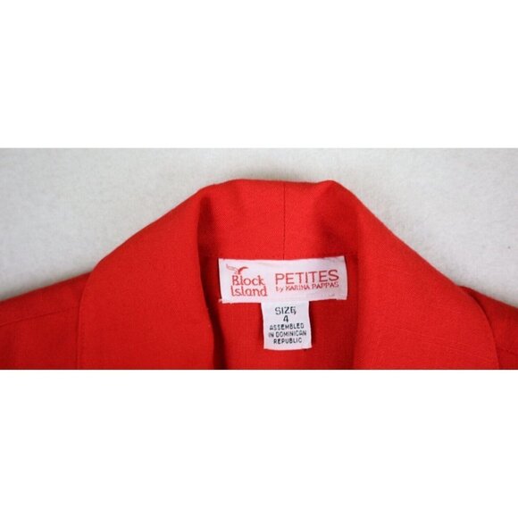 VINTAGE WOMEN'S RED UNLINED OVERSIZED BLAZER JACKET - BLOCK ISLAND SIZE 4P - Picture 4 of 7